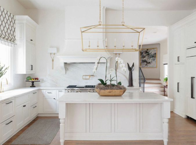 Modern U-Shaped Kitchen Design with Quartz Countertop